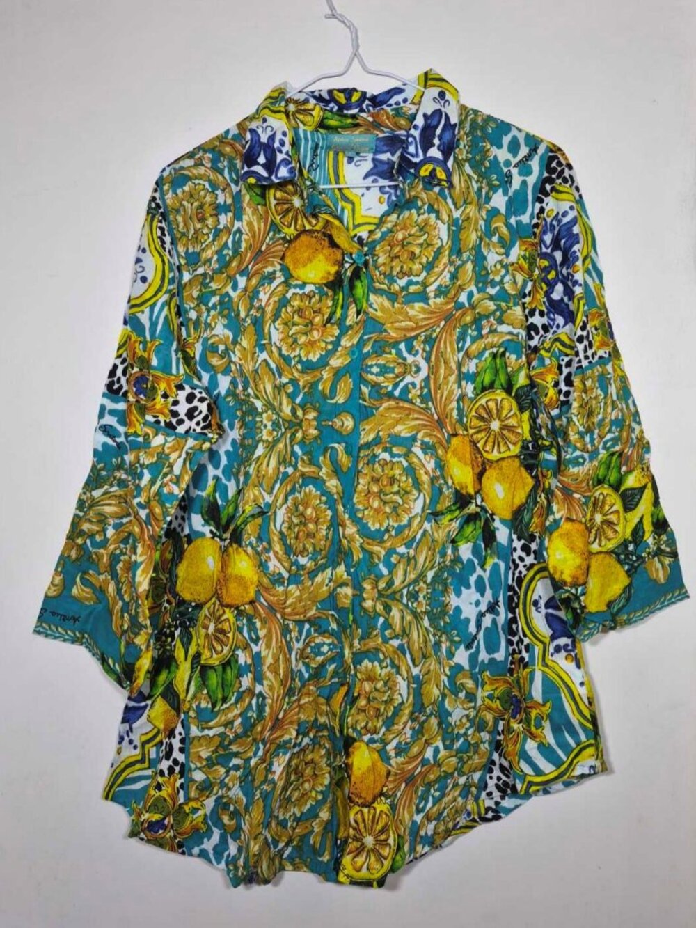 Antica Sartoria Lemon Baroque Beach Tunic Shirt Top CV964 Size M NWOT